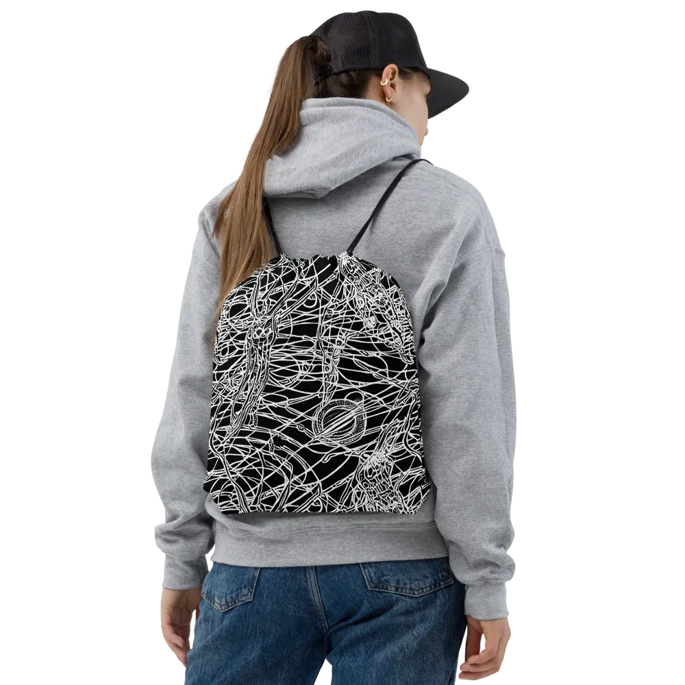 Ivory Entanglement on Drawstring Bag — Front