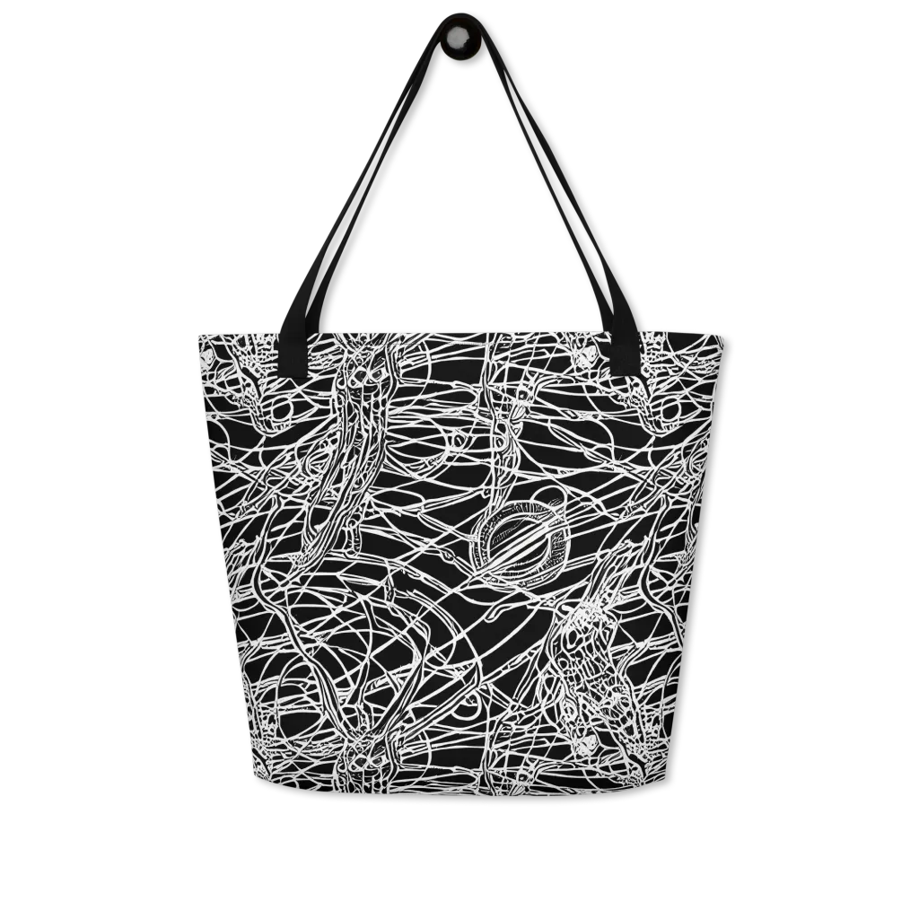 Ivory Entanglement on Large Tote Bag W/ Pocket — Front