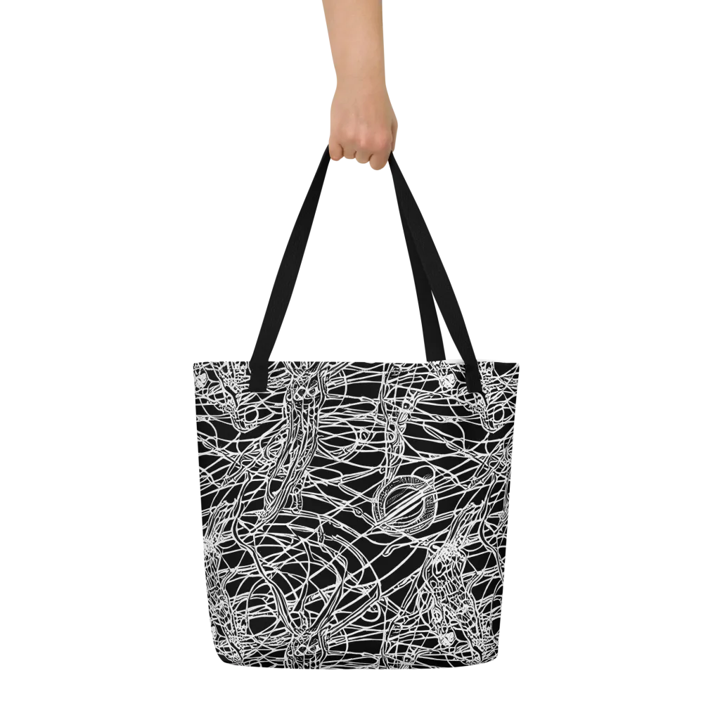 Ivory Entanglement on Large Tote Bag W/ Pocket — Front