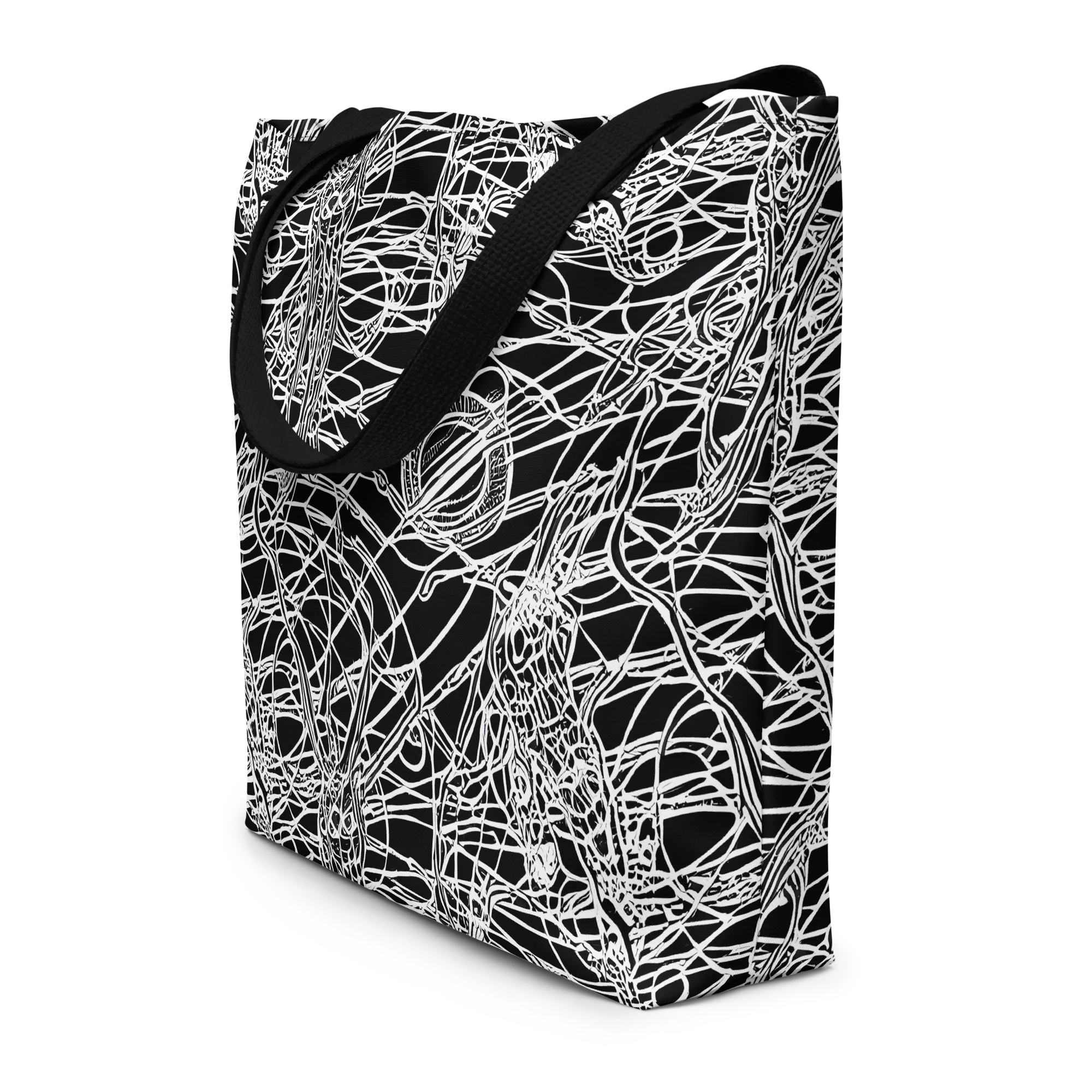 Ivory Entanglement on Large Tote Bag W/ Pocket — Front
