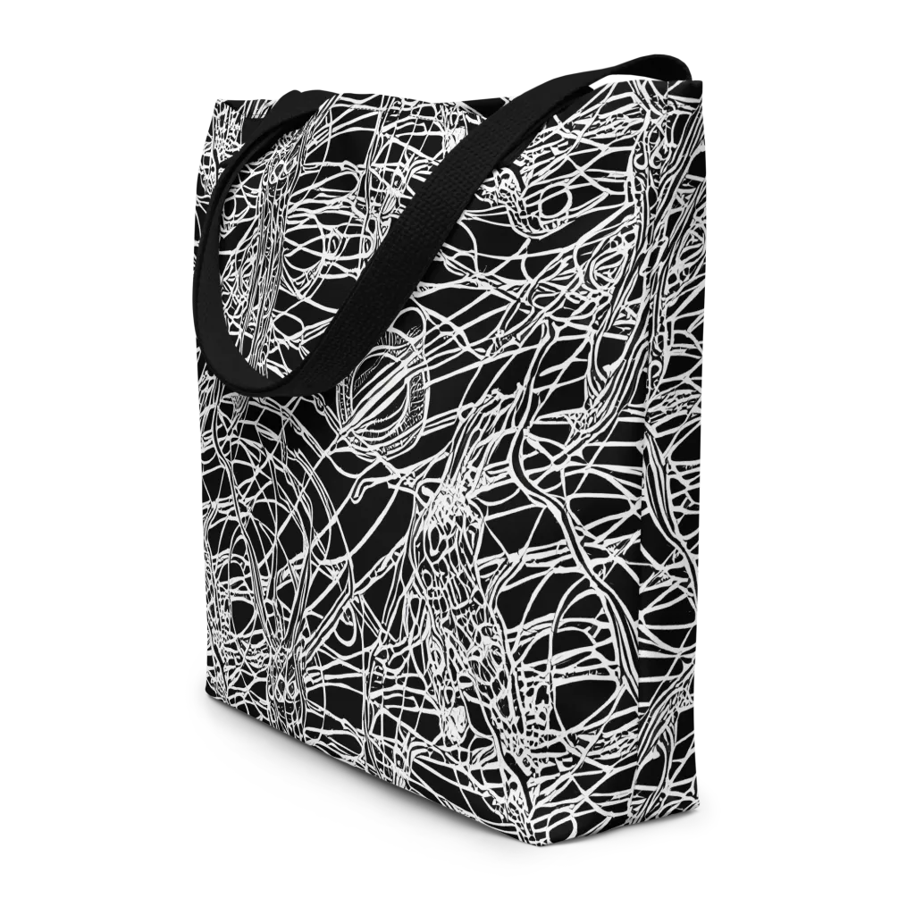 Ivory Entanglement on Large Tote Bag W/ Pocket — Front