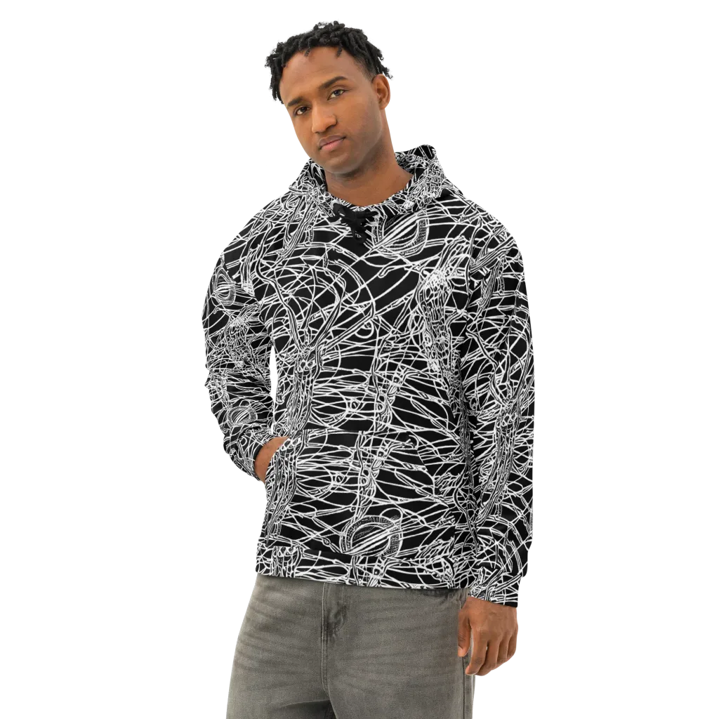 Ivory Entanglement on Cotton Hoodie — Left Front