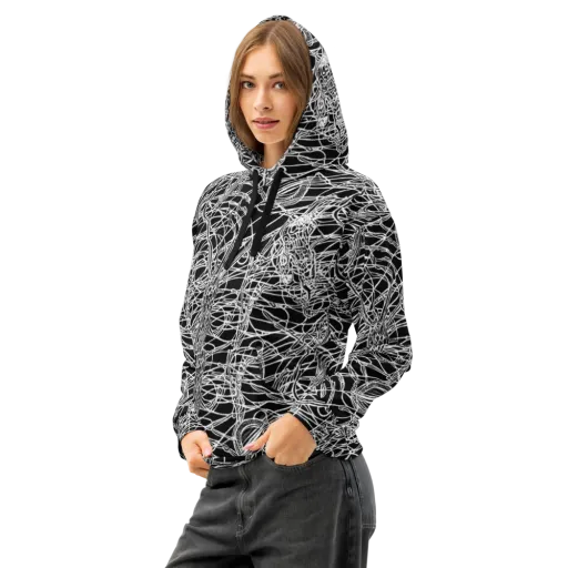Ivory Entanglement on a Cotton Hoodie