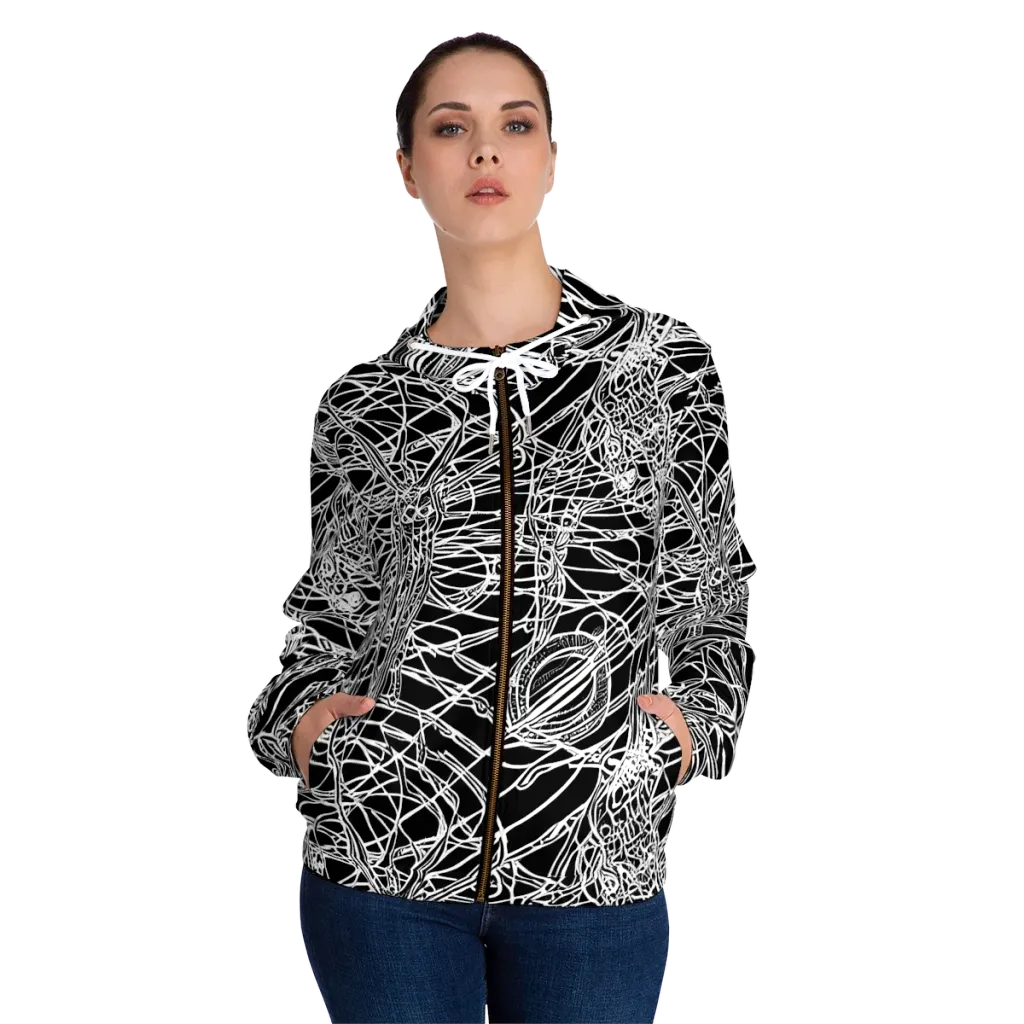 Ivory Entanglement on Women's Full-Zip Hoodie — Front On Person