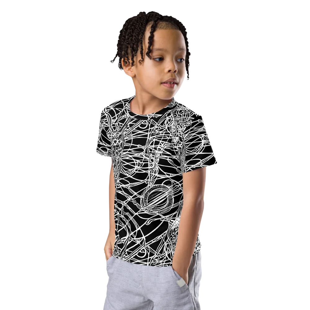 Ivory Entanglement on Kids Crew Neck T-Shirt — Left Front