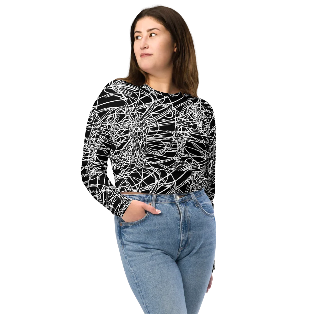 Ivory Entanglement on Long Sleeve Crop Top — Front