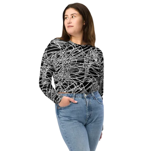 Ivory Entanglement on a Long Sleeve Crop Top