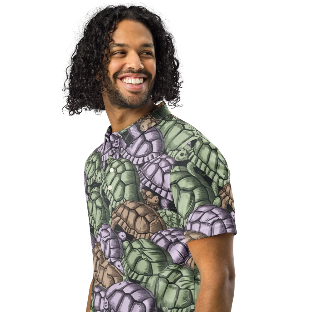 Slow Parade on Men's Slim Fit Polo Shirt — Left Front