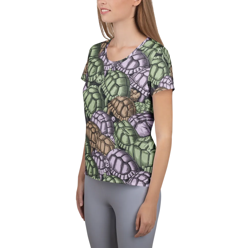 Slow Parade on Women's Athletic T-Shirt — Left