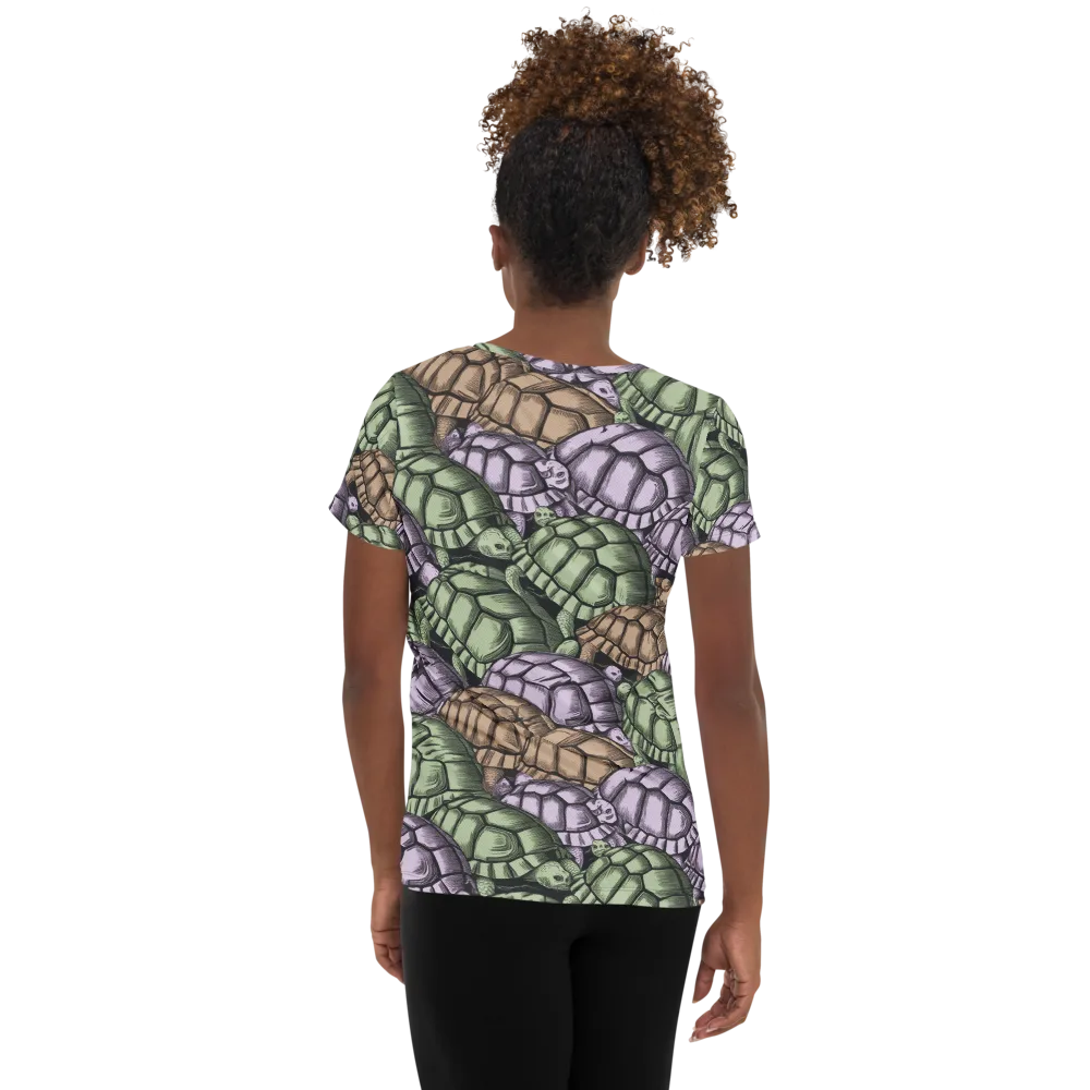 Slow Parade on Women's Athletic T-Shirt — Back