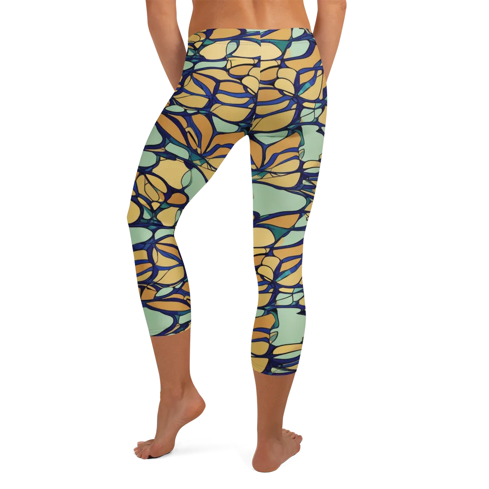 Stained Glass Drift on Capri Leggings — Back