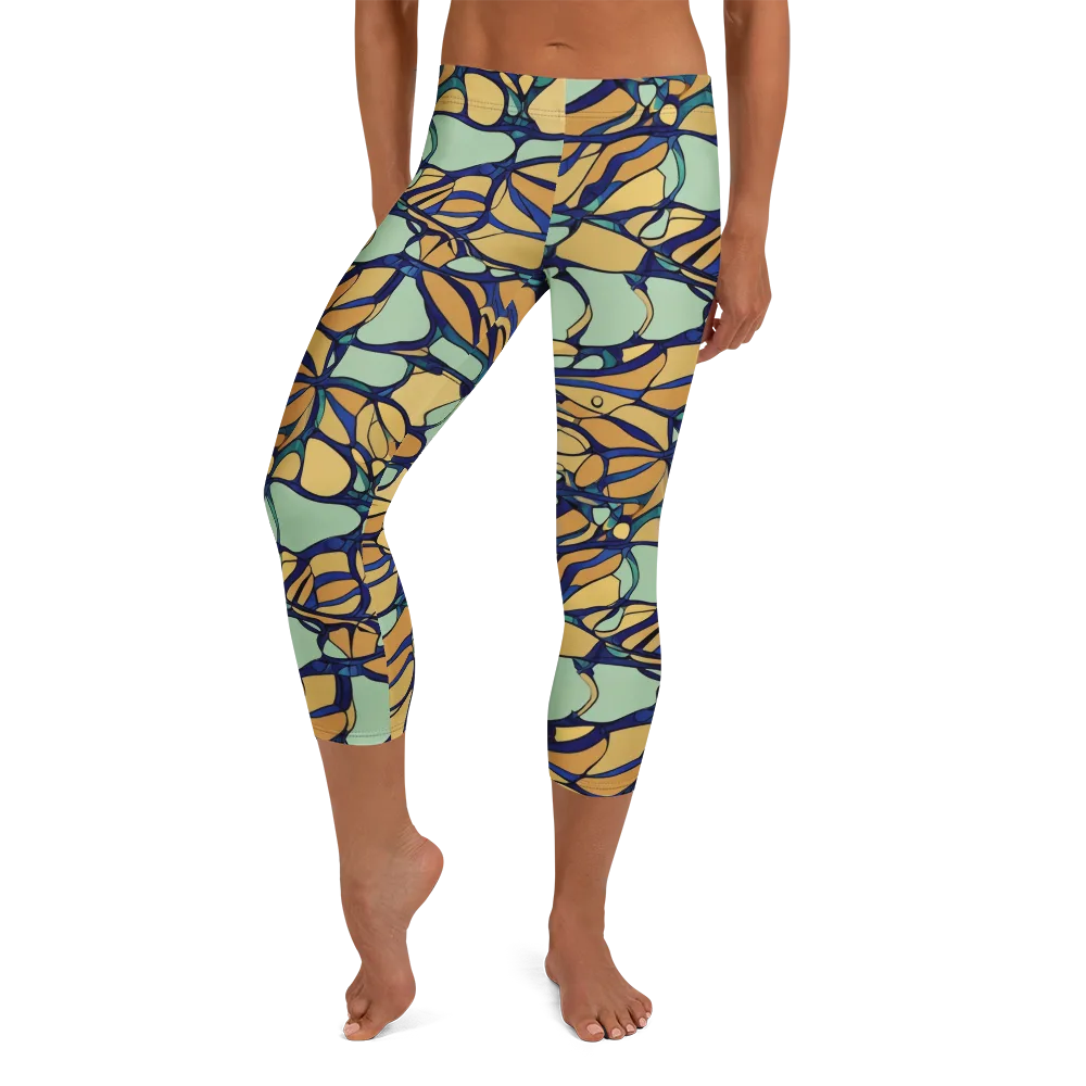 Stained Glass Drift on Capri Leggings — Front