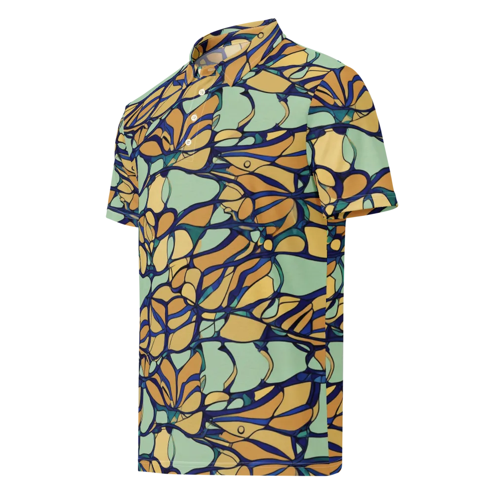 Stained Glass Drift on Men's Slim Fit Polo Shirt — Left Front
