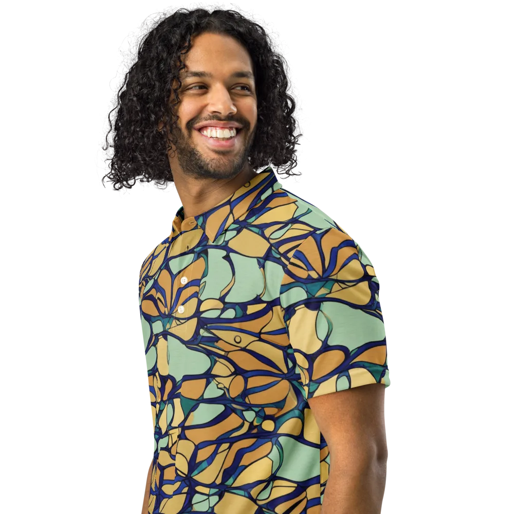 Stained Glass Drift on Men's Slim Fit Polo Shirt — Left Front