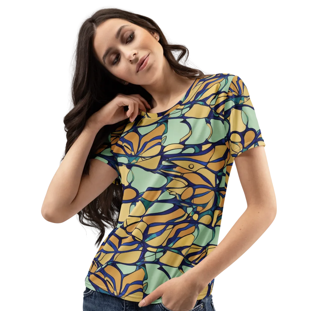 Stained Glass Drift on Women's Crew Neck T-Shirt — Left Front