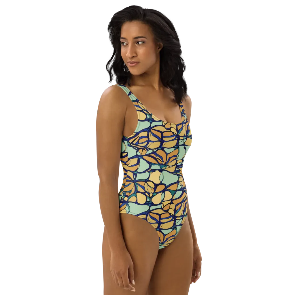 Stained Glass Drift on One-Piece Swimsuit — Right