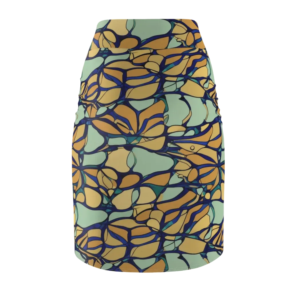 Stained Glass Drift on Pencil Skirt — Back