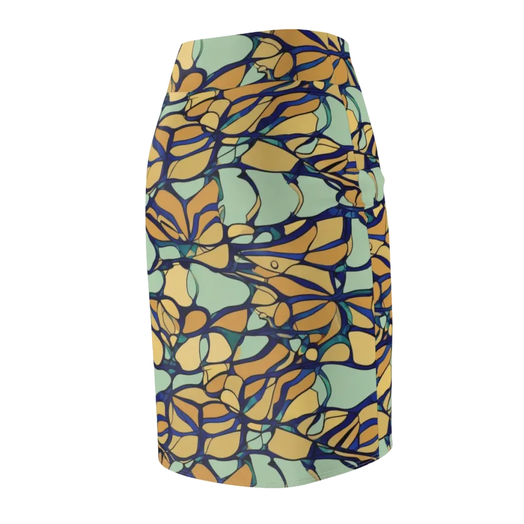 Stained Glass Drift on Pencil Skirt — Back Side