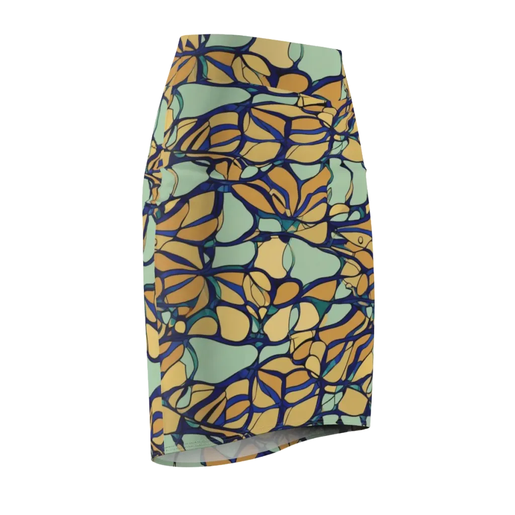 Stained Glass Drift on Pencil Skirt — Front Side