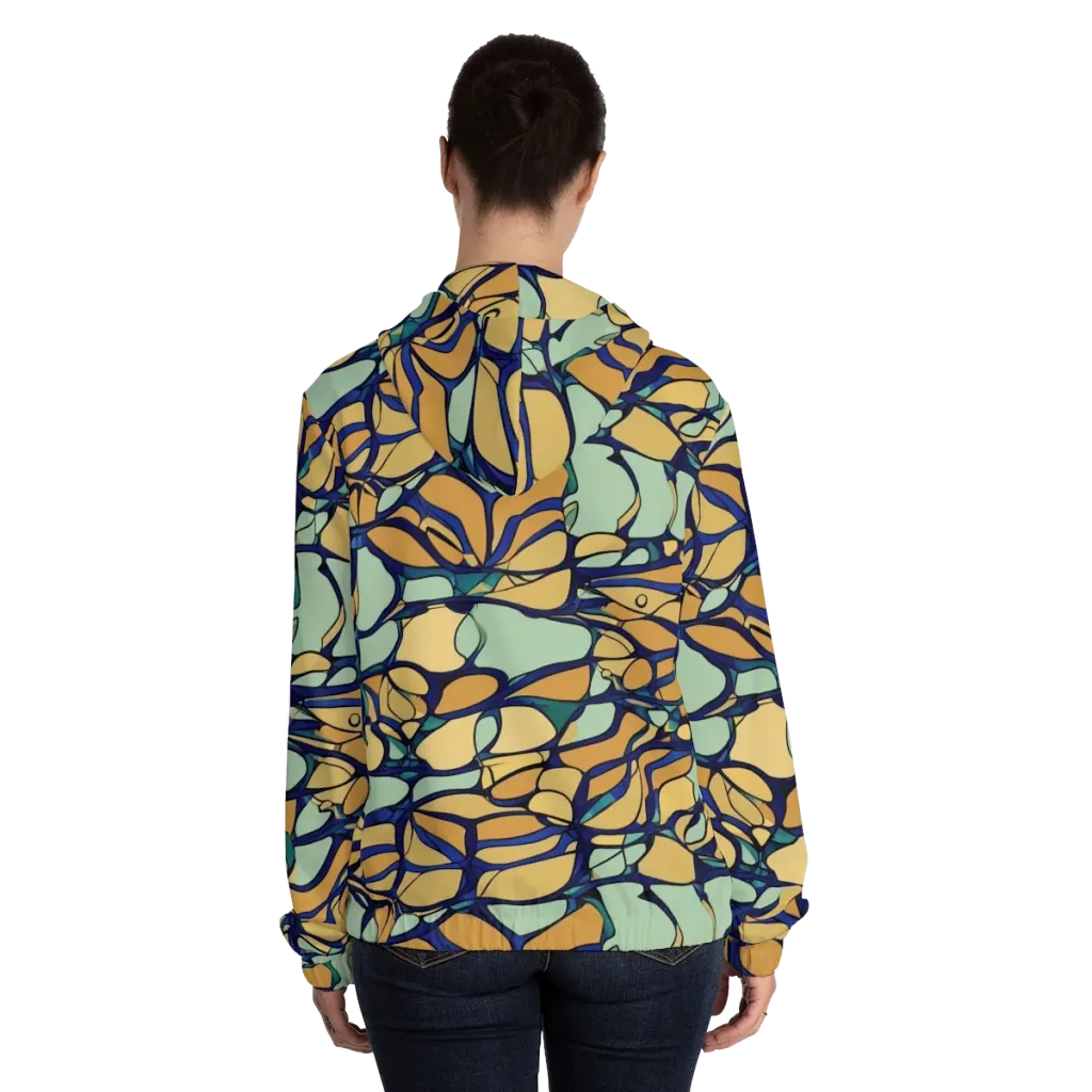 Stained Glass Drift on Women's Full-Zip Hoodie — Back On Person