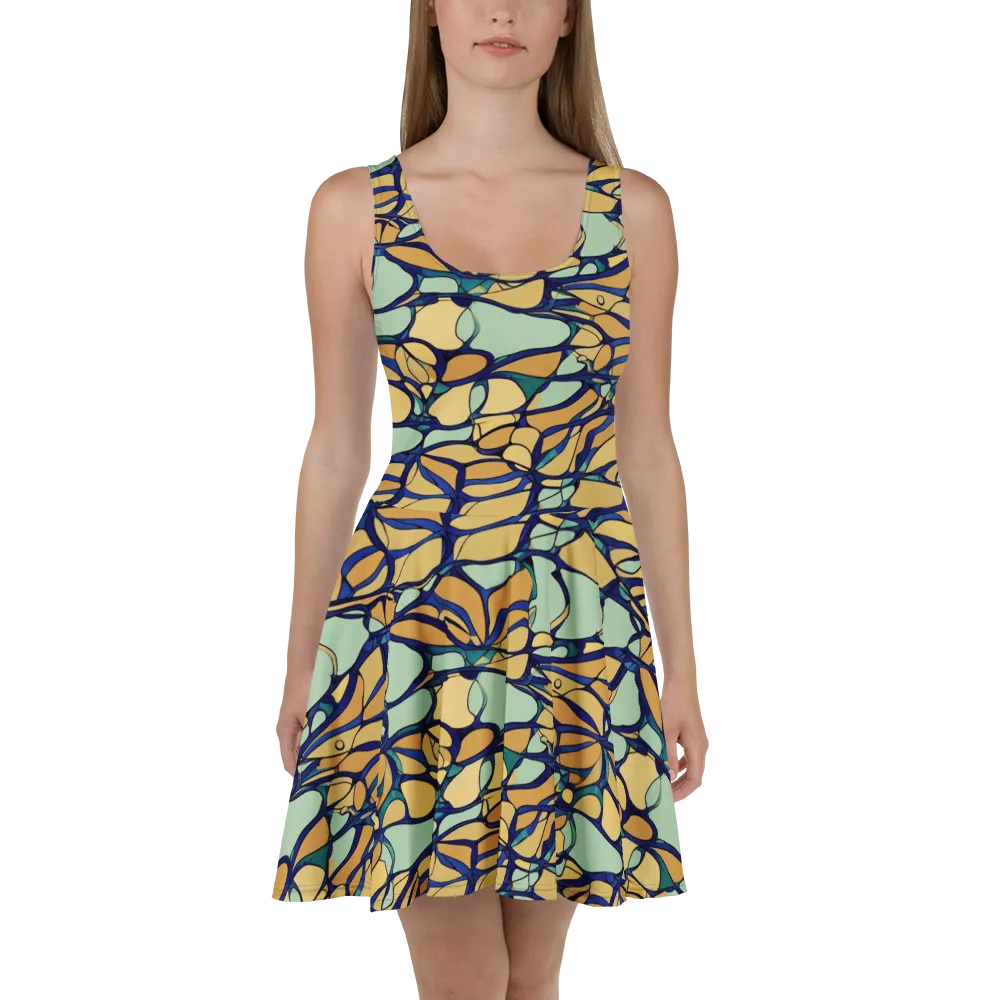 Stained Glass Drift on Skater Dress — Front