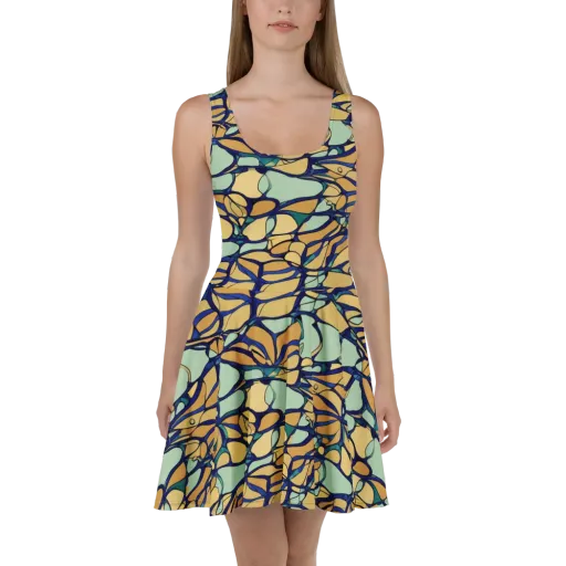 Stained Glass Drift on a Skater Dress