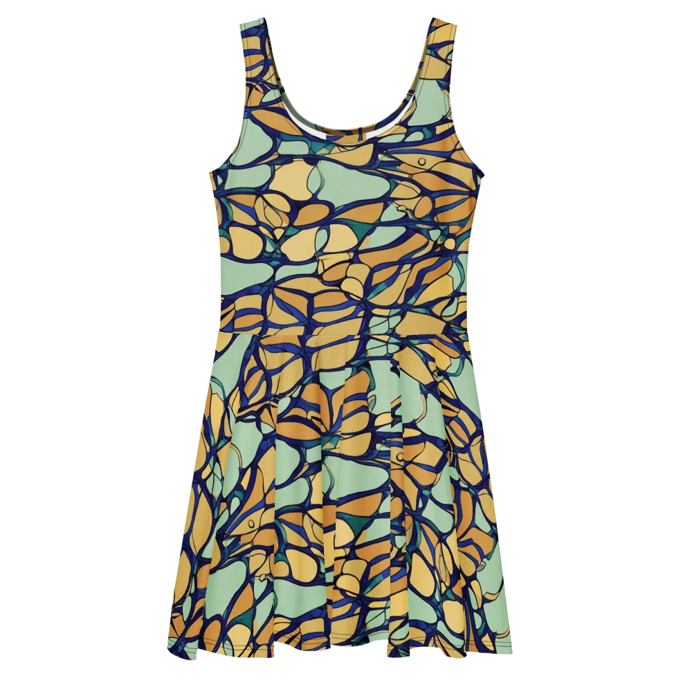 Stained Glass Drift on Skater Dress — Front
