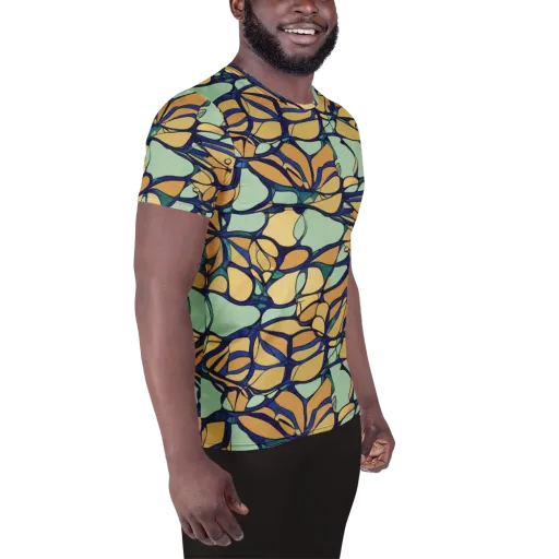 Stained Glass Drift on a Men's Athletic T-Shirt