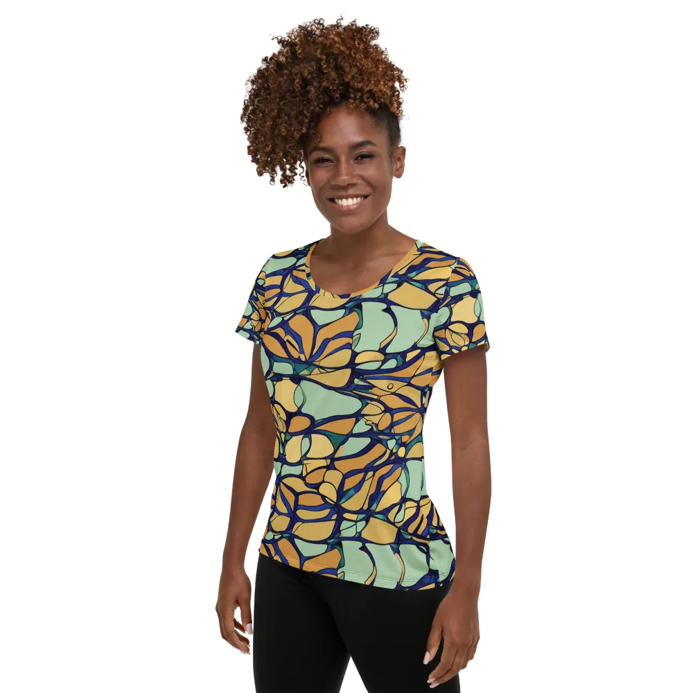 Stained Glass Drift on Women's Athletic T-Shirt — Left