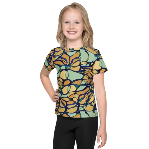 Stained Glass Drift on a Kids Crew Neck T-Shirt