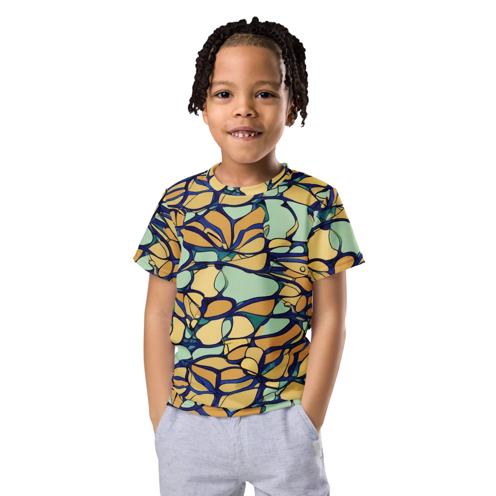 Stained Glass Drift on Kids Crew Neck T-Shirt — Front