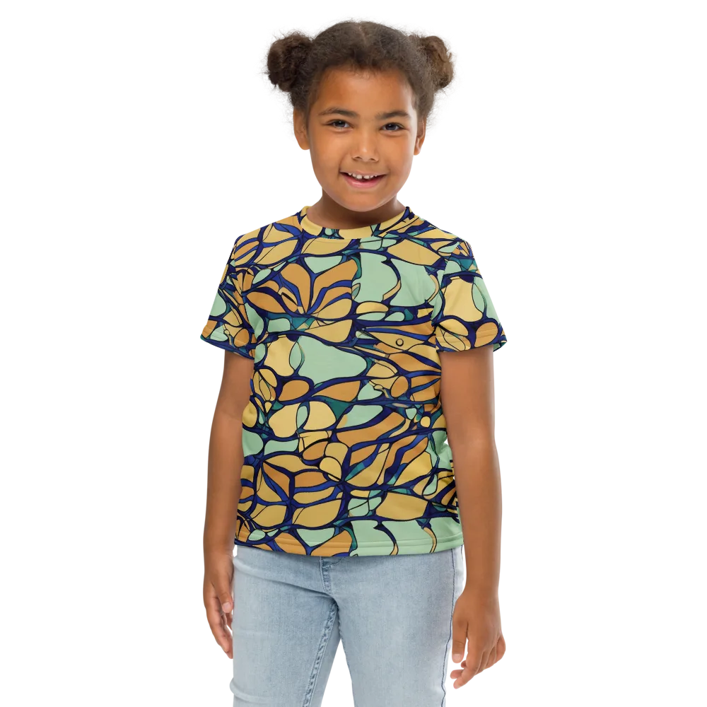 Stained Glass Drift on Kids Crew Neck T-Shirt — Front