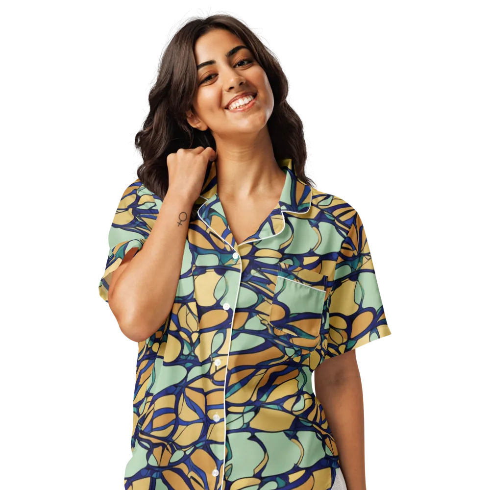 Stained Glass Drift on Women's Short Sleeve Pajama Top — Front