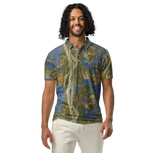Azure Vine Sonata on a Men's Slim Fit Polo Shirt