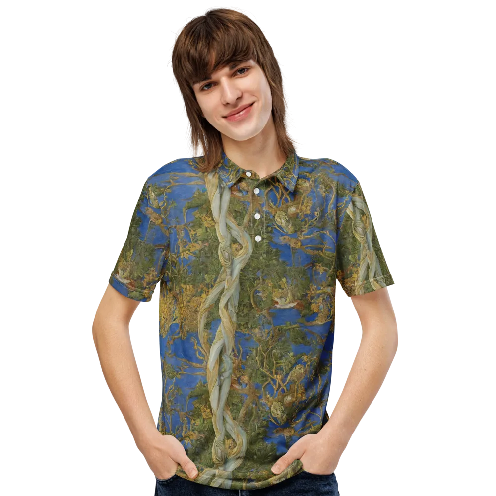 Azure Vine Sonata on Men's Slim Fit Polo Shirt — Front