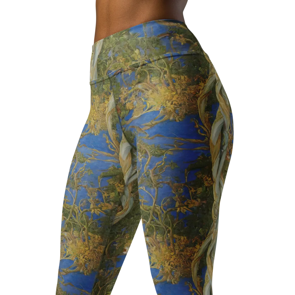 Azure Vine Sonata on Yoga Leggings — Left Front