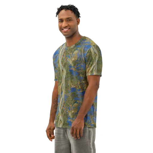 Azure Vine Sonata on a Men's Cotton Crew Neck T-Shirt