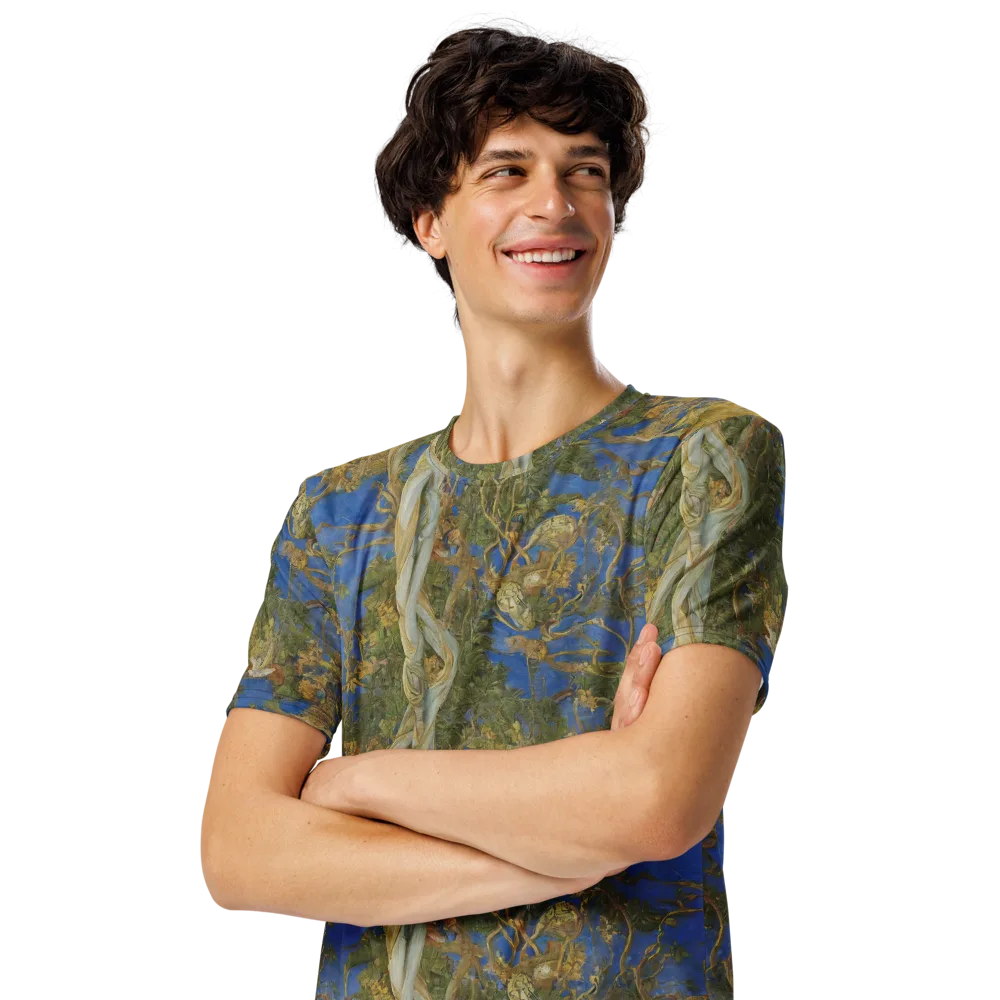 Azure Vine Sonata on Men's Crew Neck T-Shirt — Left Front
