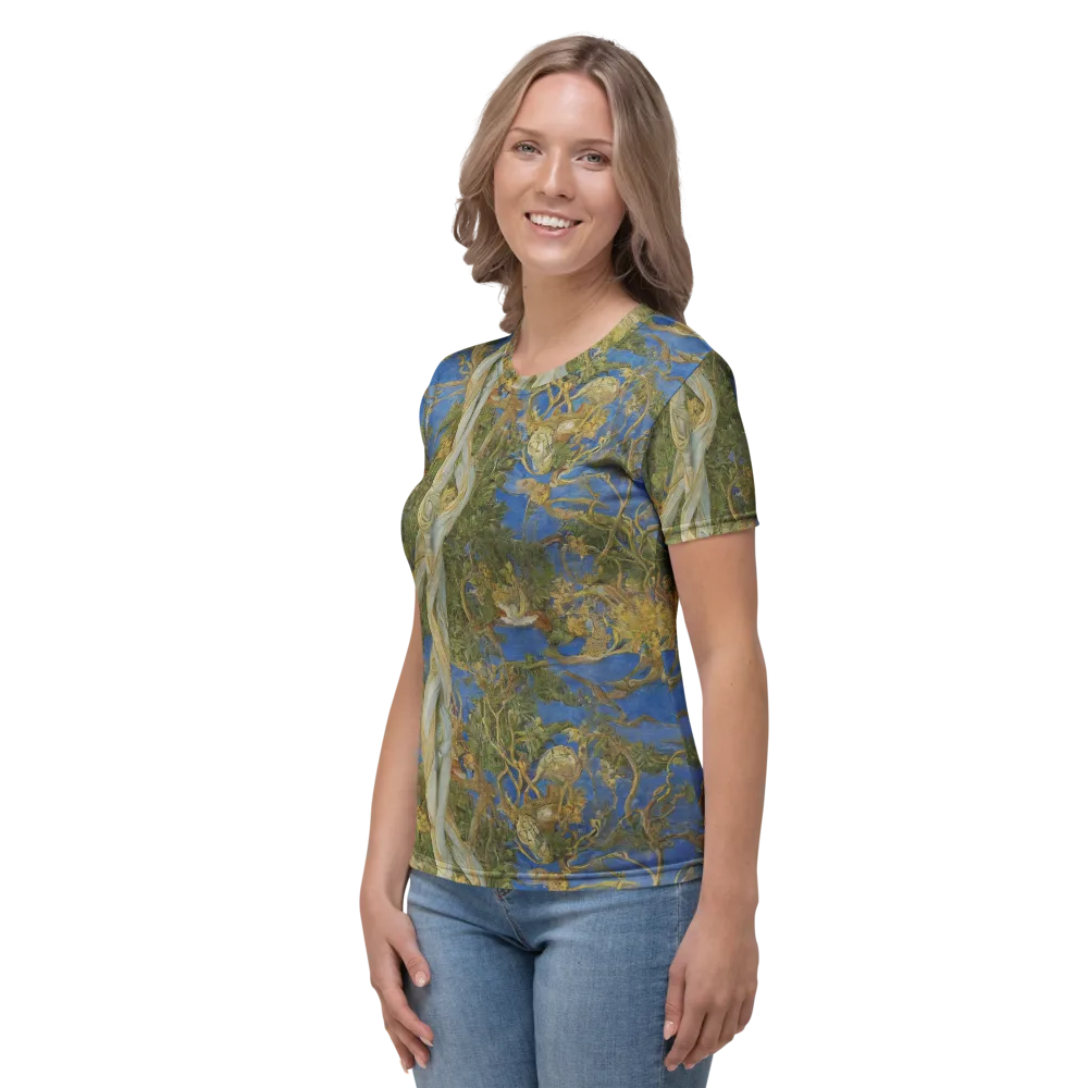 Azure Vine Sonata on Women's Crew Neck T-Shirt — Left