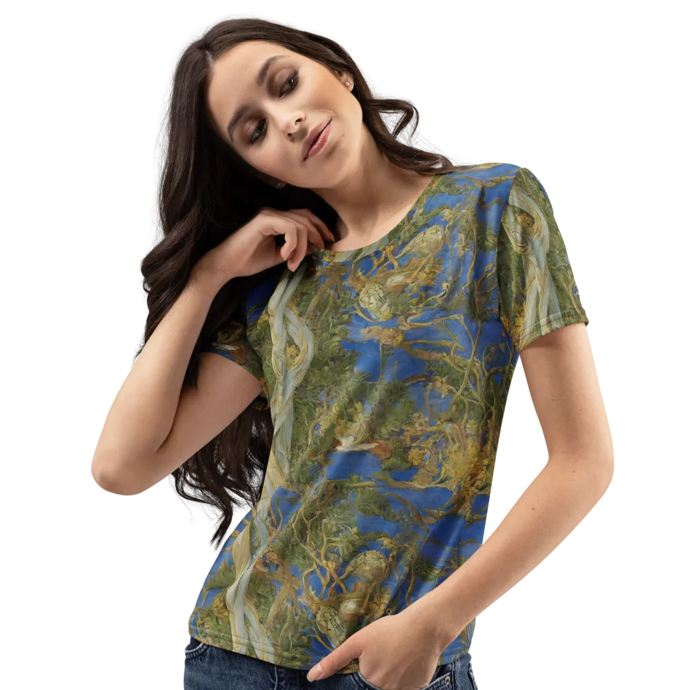 Azure Vine Sonata on Women's Crew Neck T-Shirt — Left Front