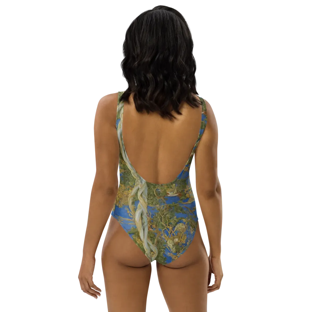 Azure Vine Sonata on One-Piece Swimsuit — Back