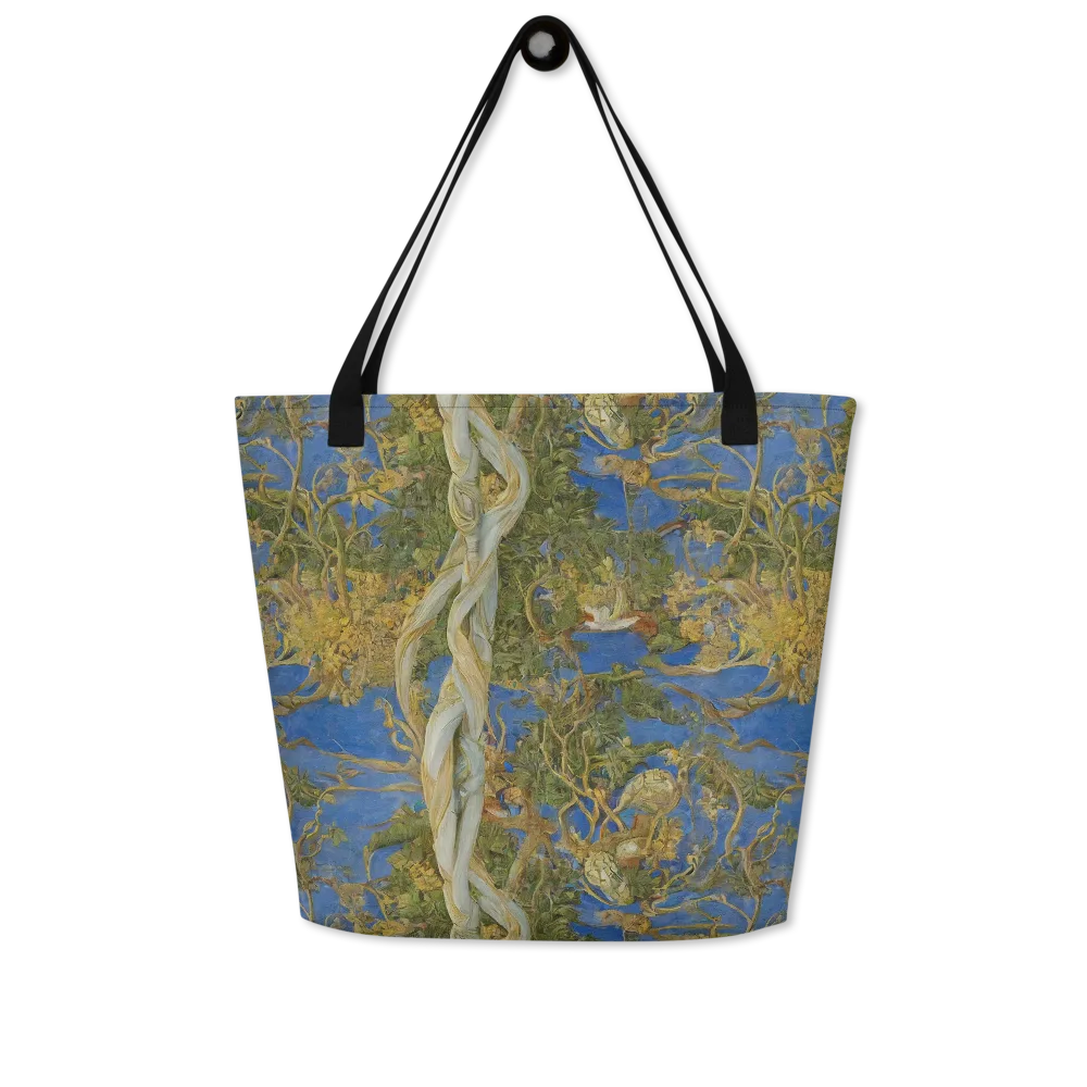 Azure Vine Sonata on Large Tote Bag W/ Pocket — Front