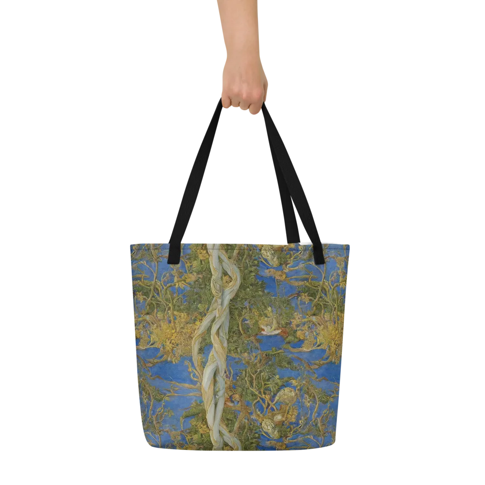 Azure Vine Sonata on Large Tote Bag W/ Pocket — Front