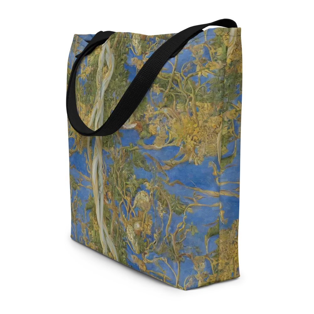 Azure Vine Sonata on Large Tote Bag W/ Pocket — Front