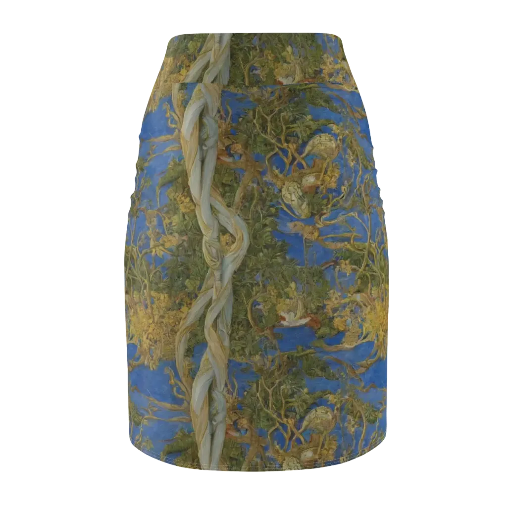 Azure Vine Sonata on Pencil Skirt — Back