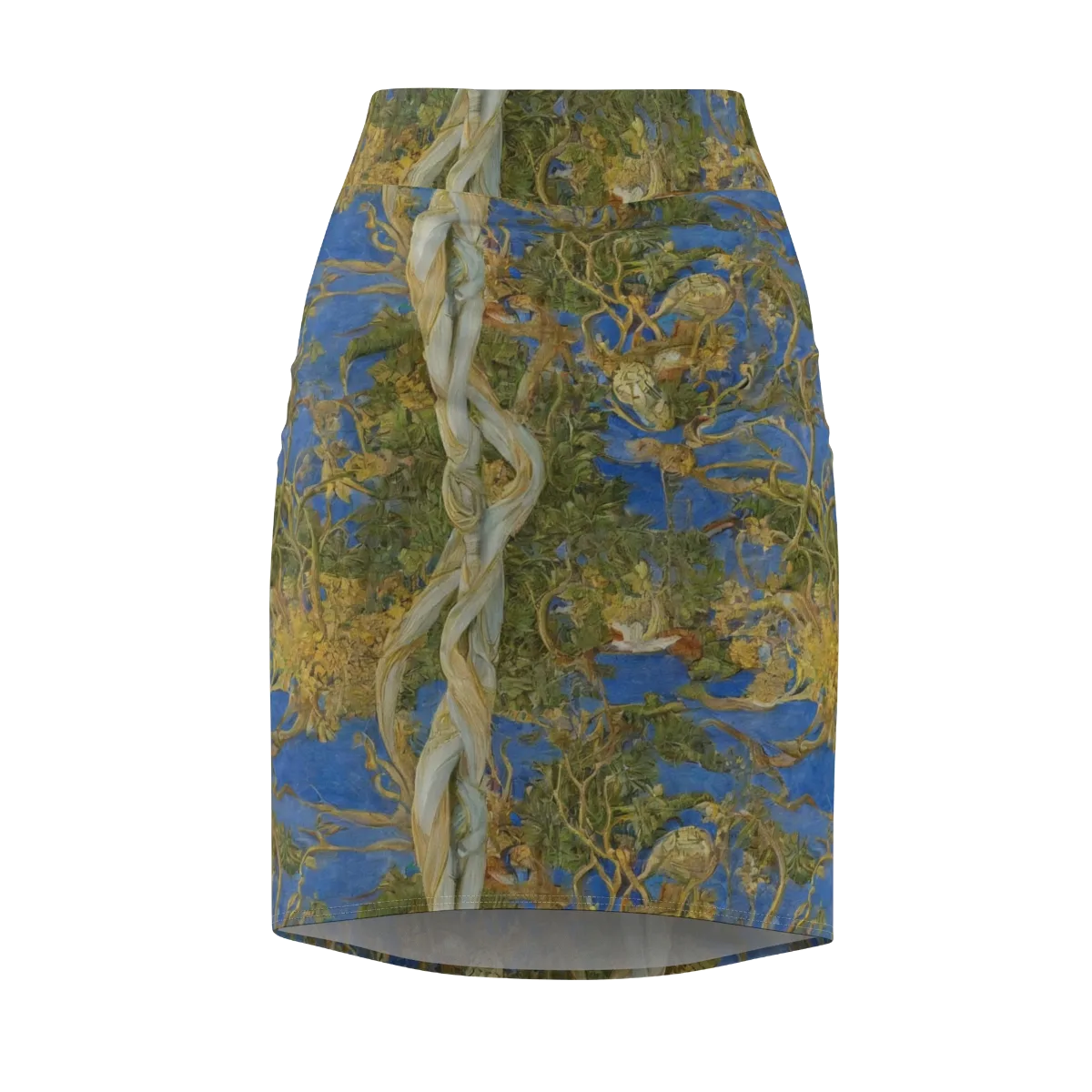 Azure Vine Sonata on Pencil Skirt — Front