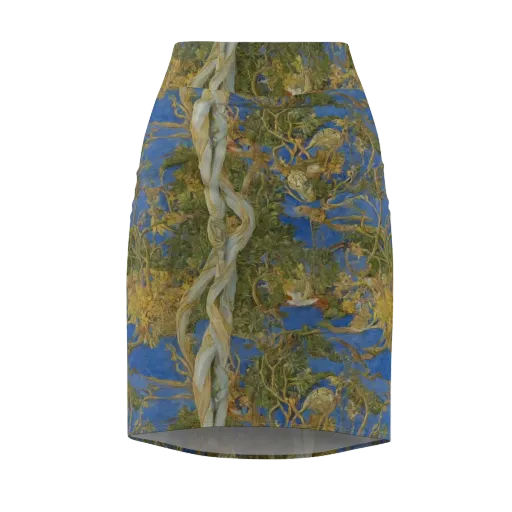 Azure Vine Sonata on a Pencil Skirt