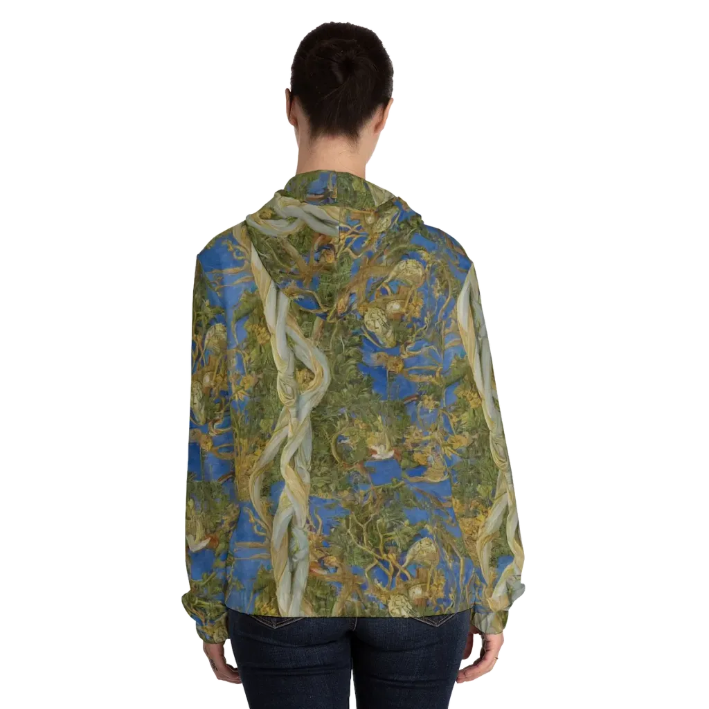 Azure Vine Sonata on Women's Full-Zip Hoodie — Back On Person
