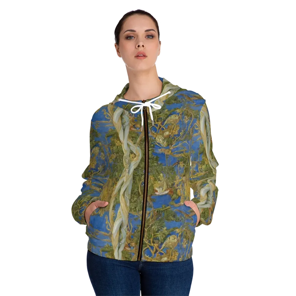 Azure Vine Sonata on Women's Full-Zip Hoodie — Front On Person