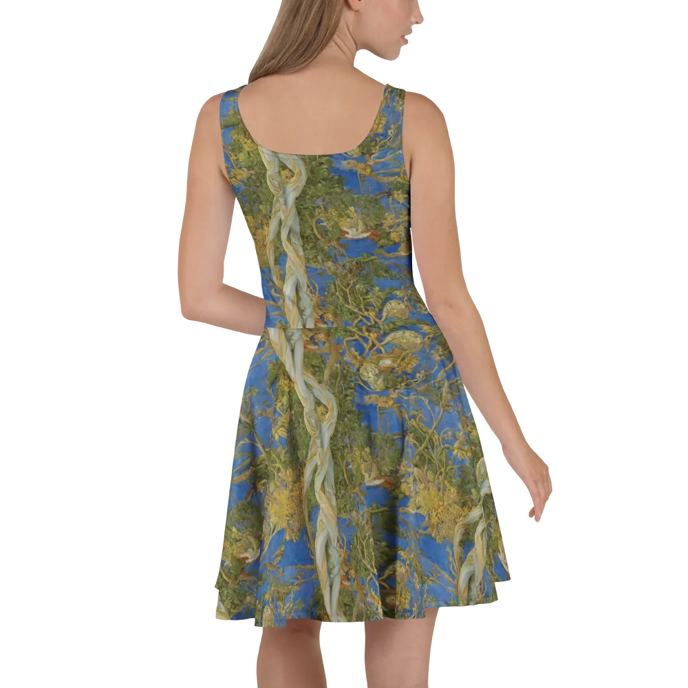 Azure Vine Sonata on Skater Dress — Back